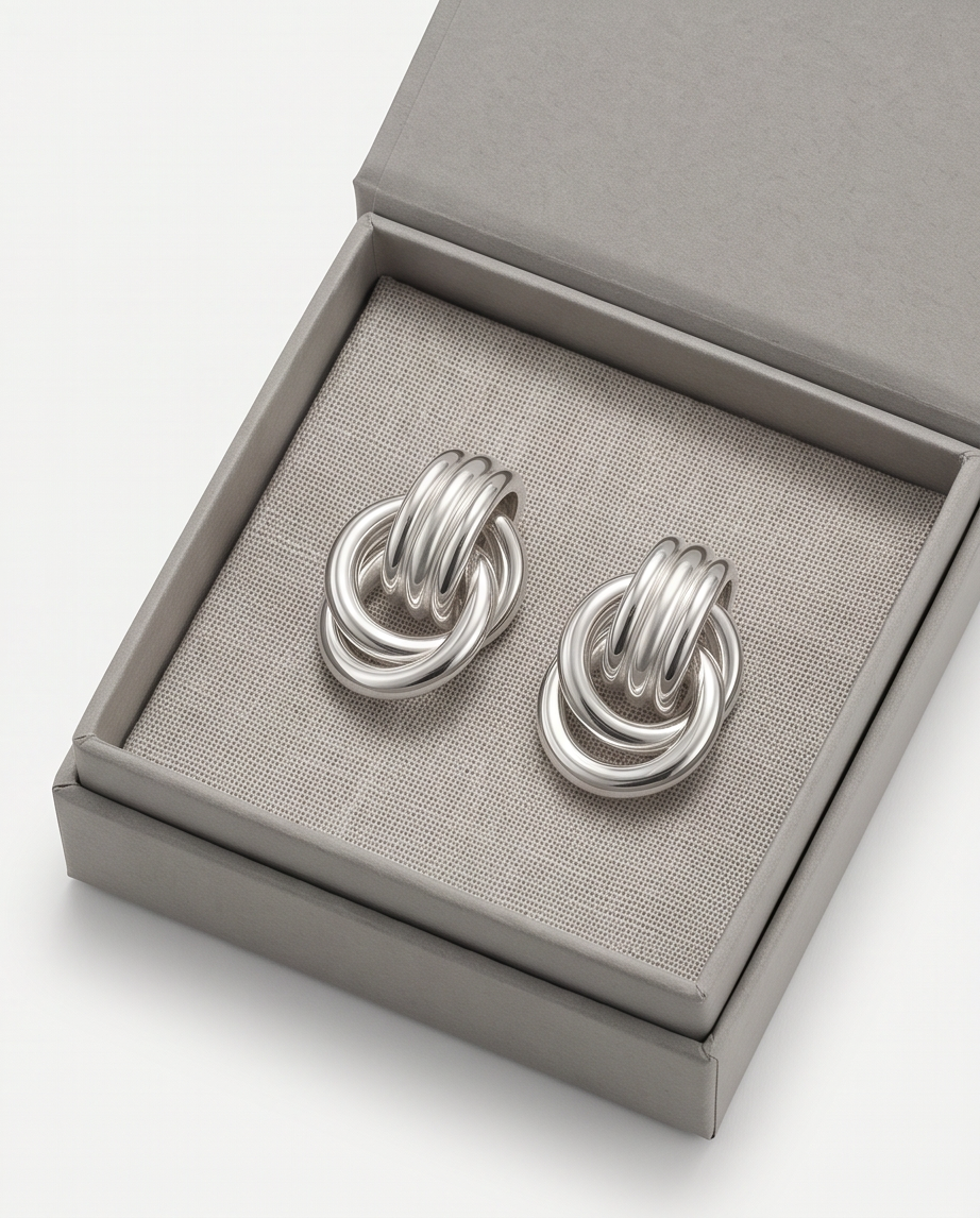 Sculptural Silver Knot Earrings