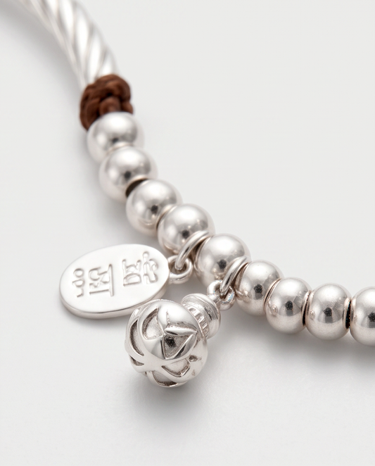 9999 Fine Silver Beaded Bell Bracelet
