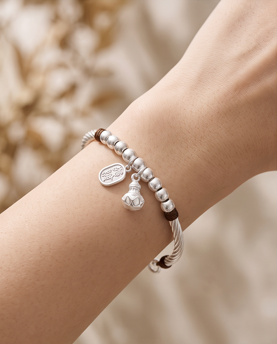 9999 Fine Silver Beaded Bell Bracelet