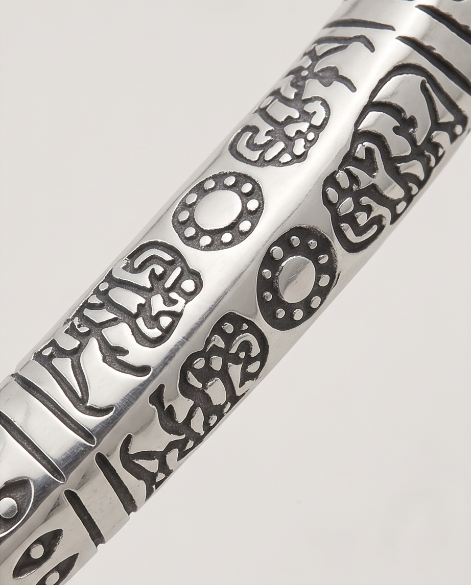 .9999 Fine Silver Hand-Engraved Cuff Bangle