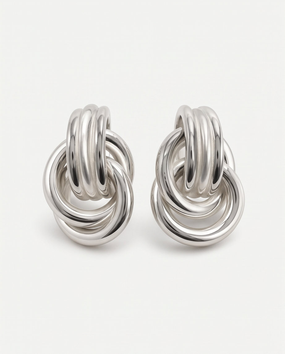 Sculptural Silver Knot Earrings