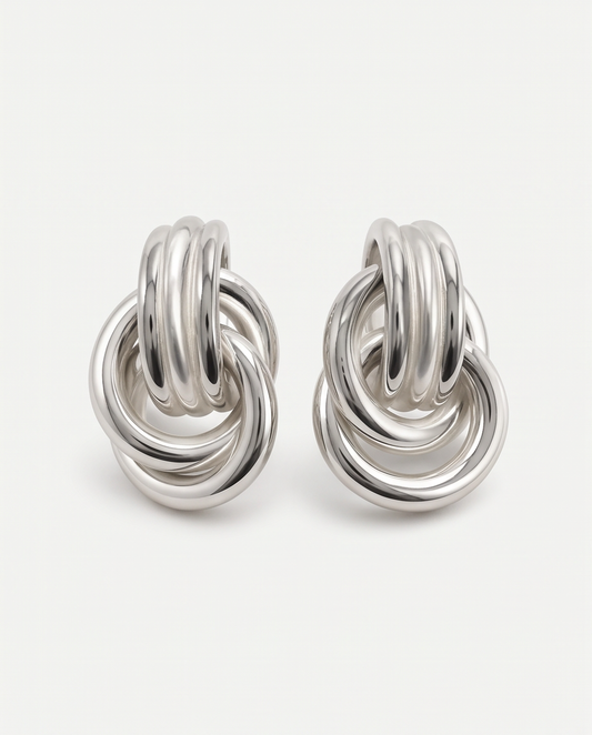 Sculptural Silver Knot Earrings