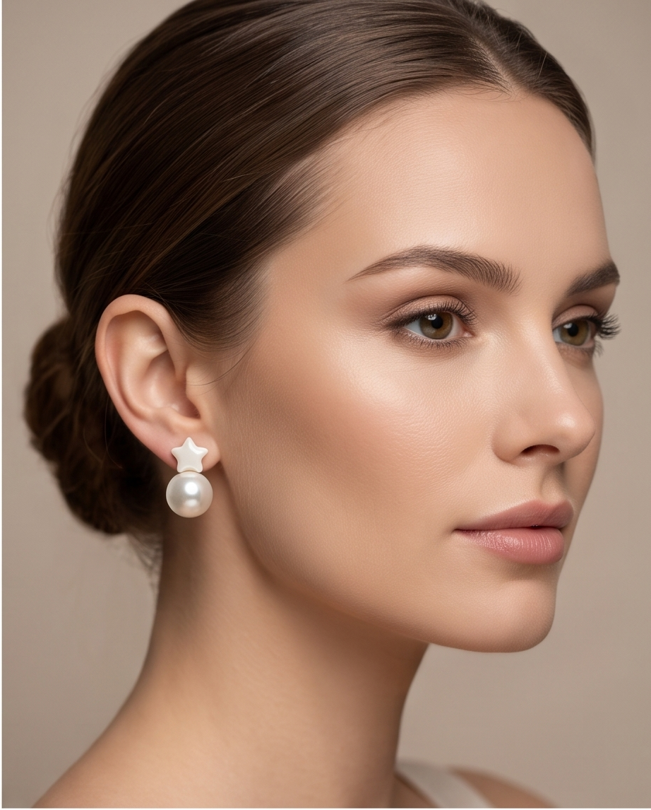 Star & Pearl Stud Earrings