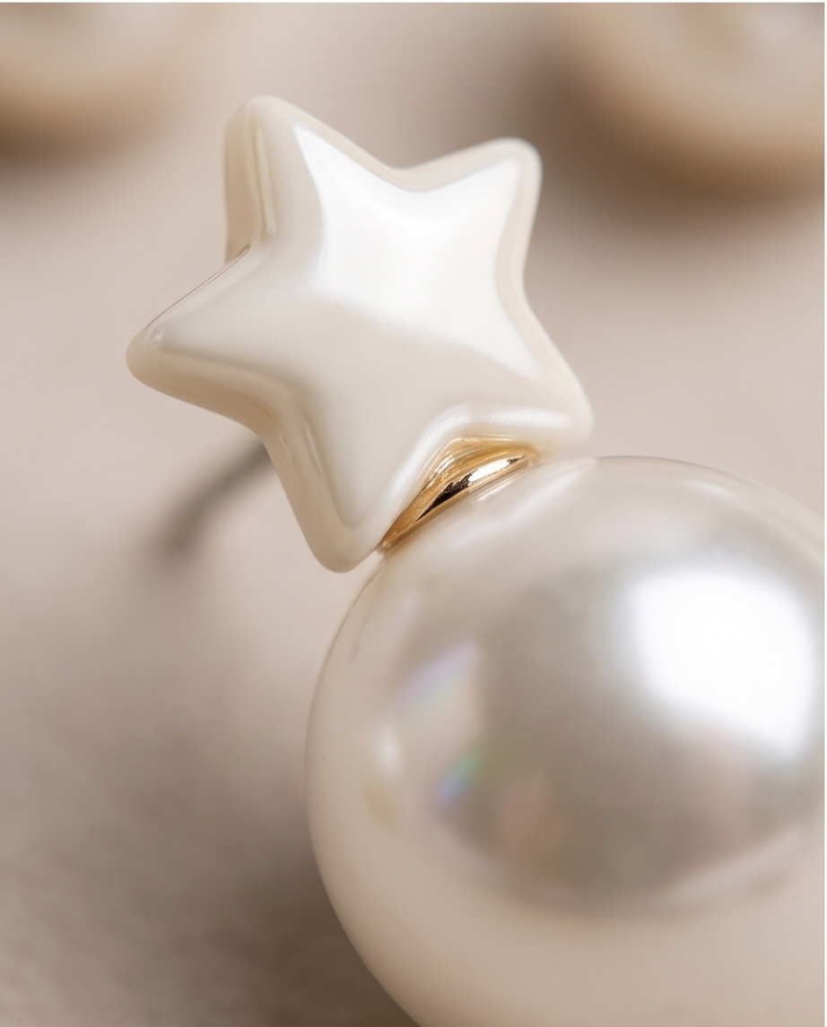 Star & Pearl Stud Earrings
