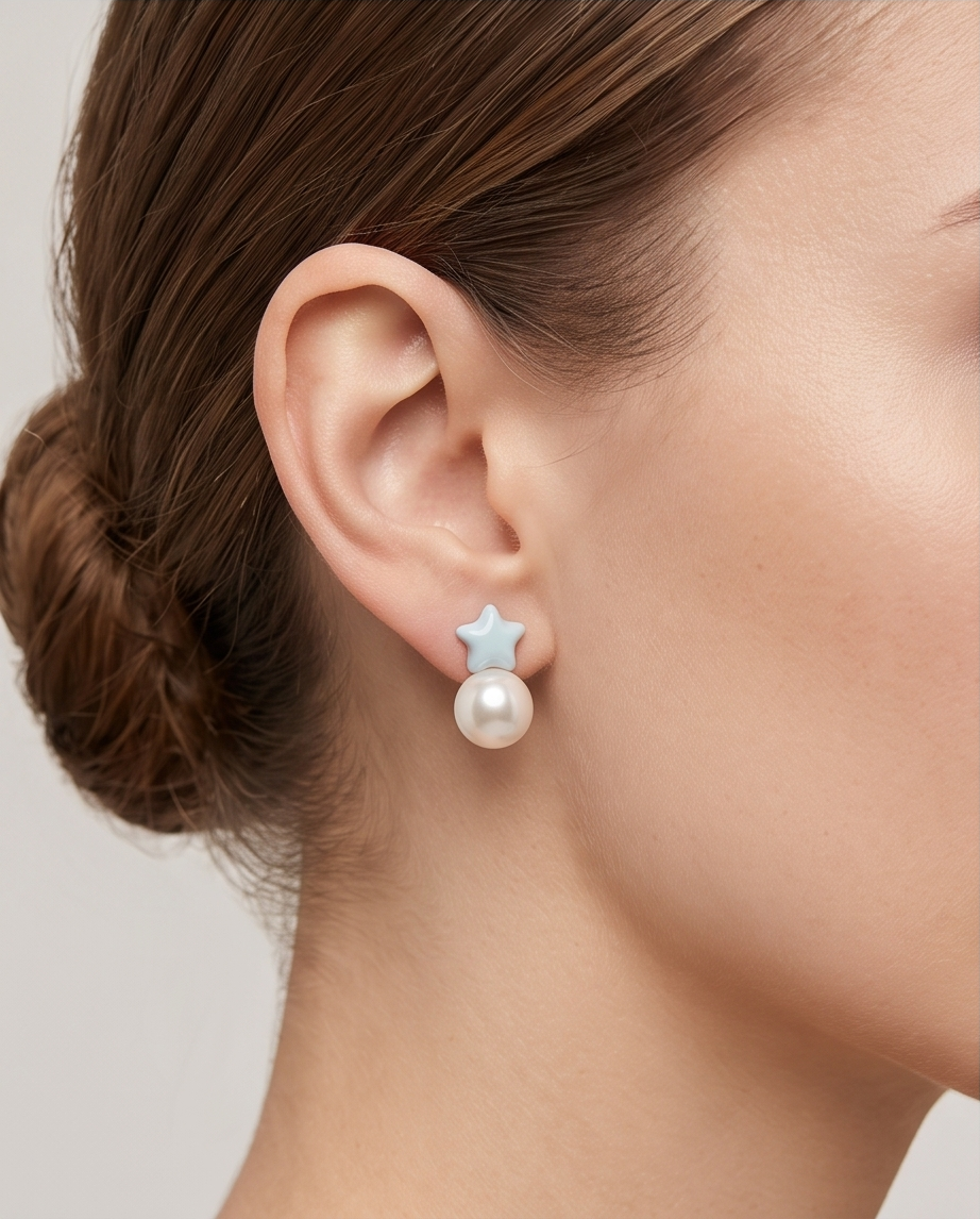Star & Pearl Stud Earrings