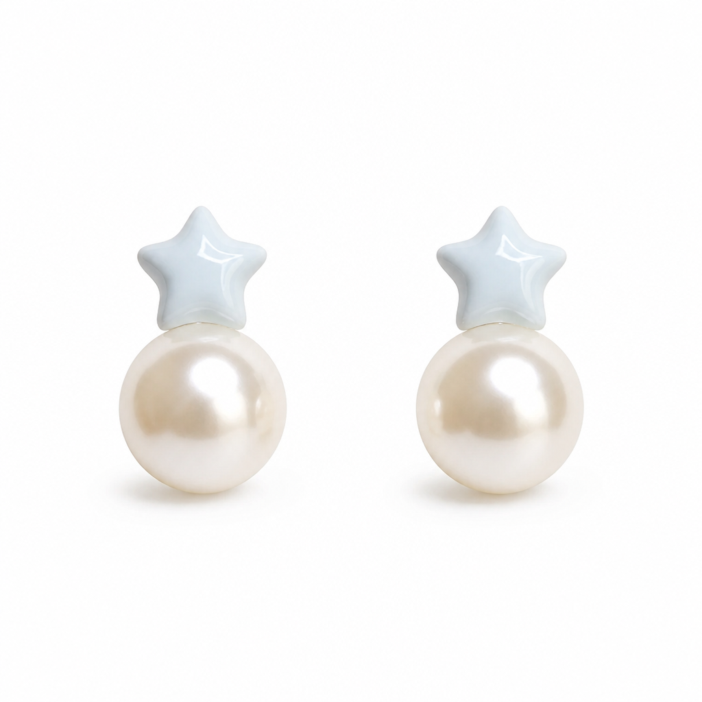 Star & Pearl Stud Earrings