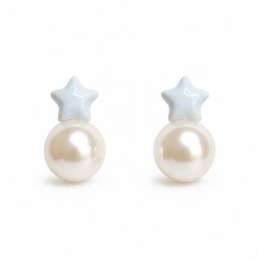 Star & Pearl Stud Earrings