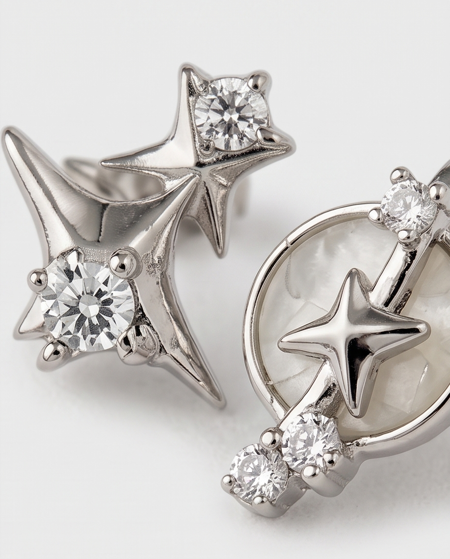 Celestial Star & Moon Earring Set, 3 Pairs