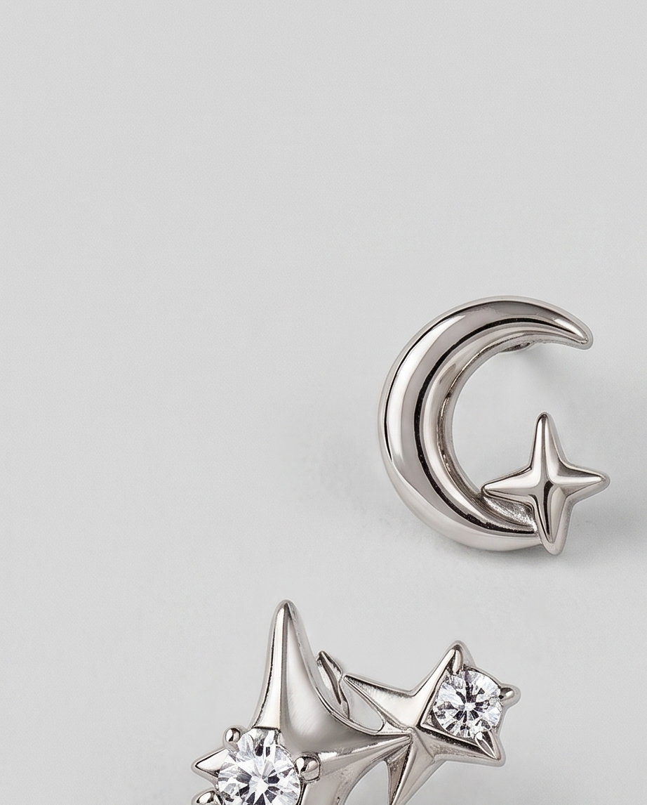 Celestial Star & Moon Earring Set, 3 Pairs