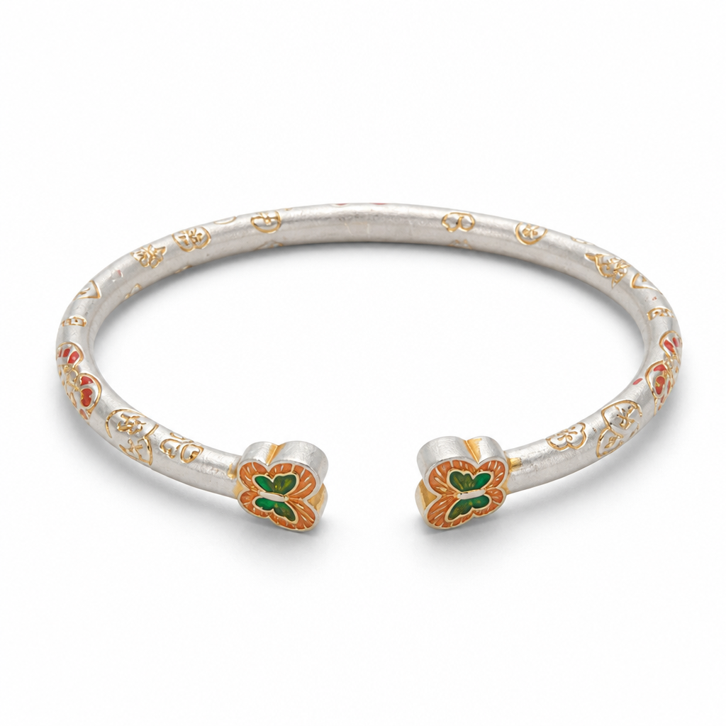 Enamel Butterfly Cuff Bracelet