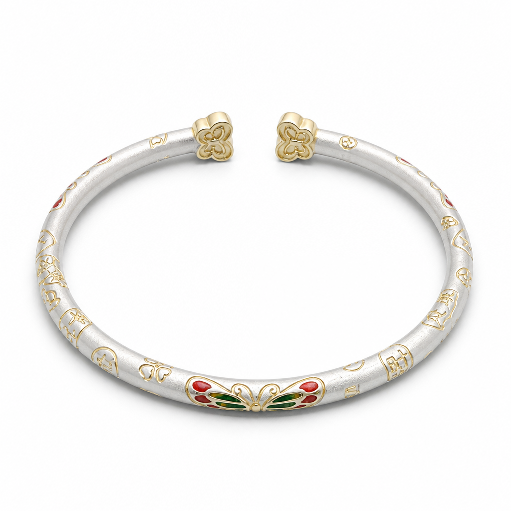 Enamel Butterfly Cuff Bracelet
