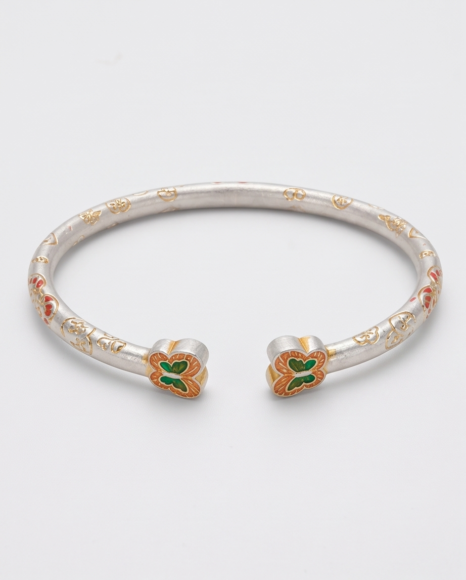 Enamel Butterfly Cuff Bracelet