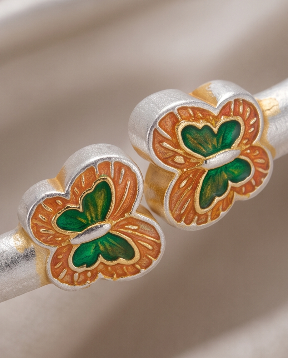 Enamel Butterfly Cuff Bracelet