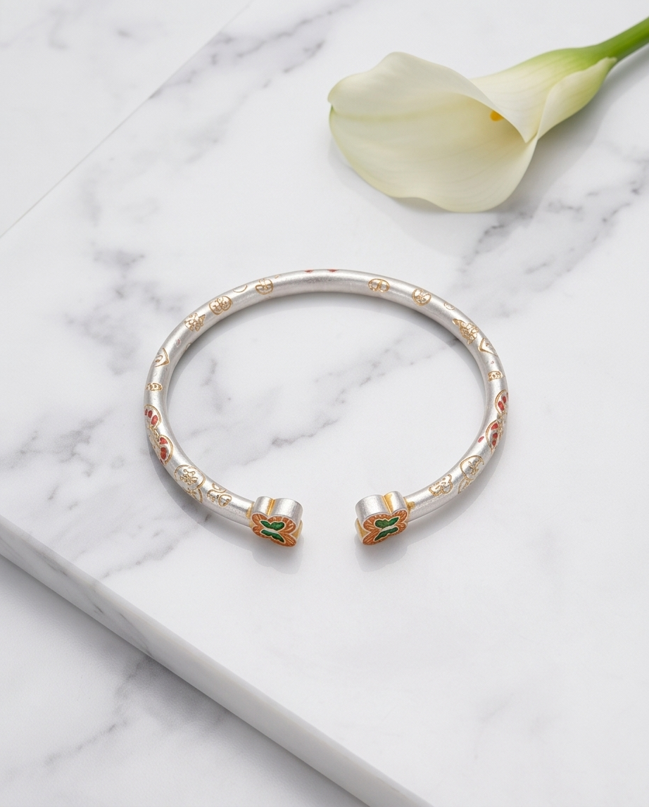 Enamel Butterfly Cuff Bracelet